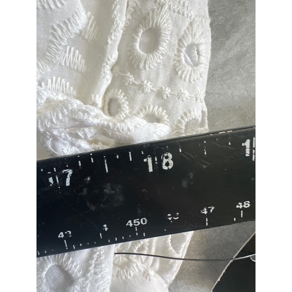 INC International Concepts White Eyelet Ruffle Sleeve Mini Dress Boho Coastal - Picture 5 of 5